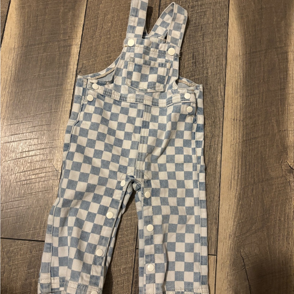 Rare Editions Blue and White Checkered Overalls